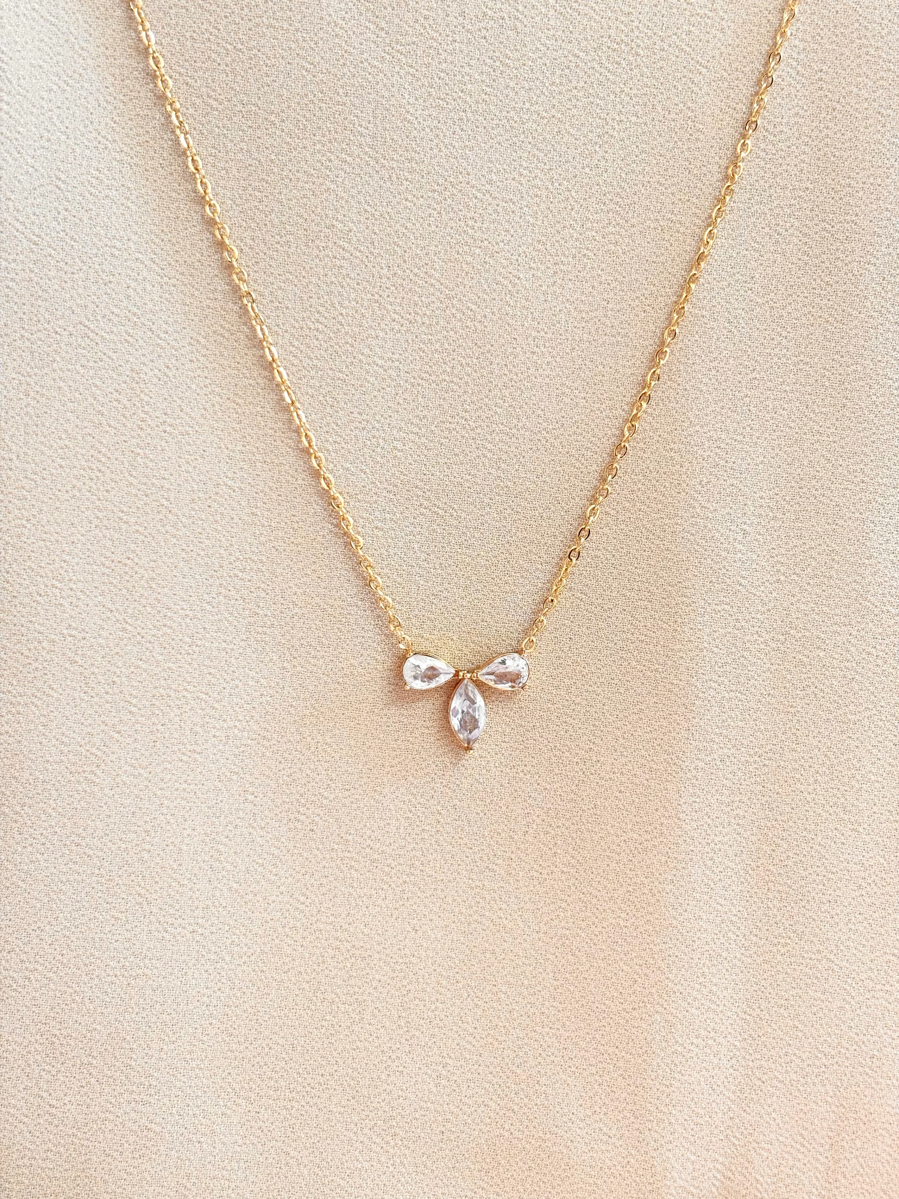 Three white stones necklace