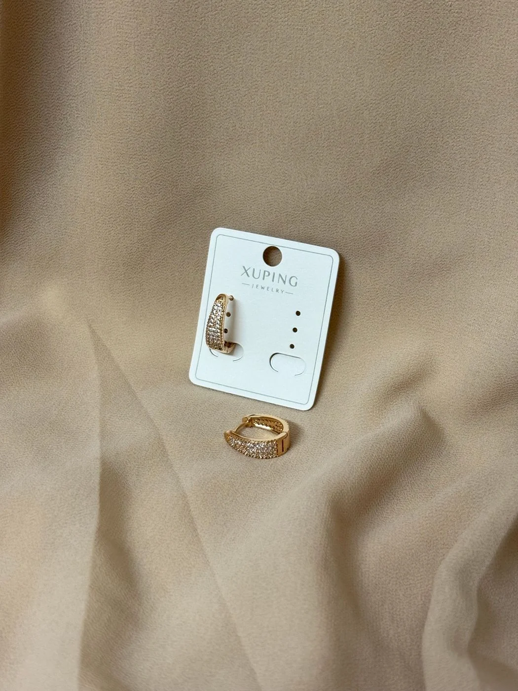 Xuping double side stone studded hoop earrings 3