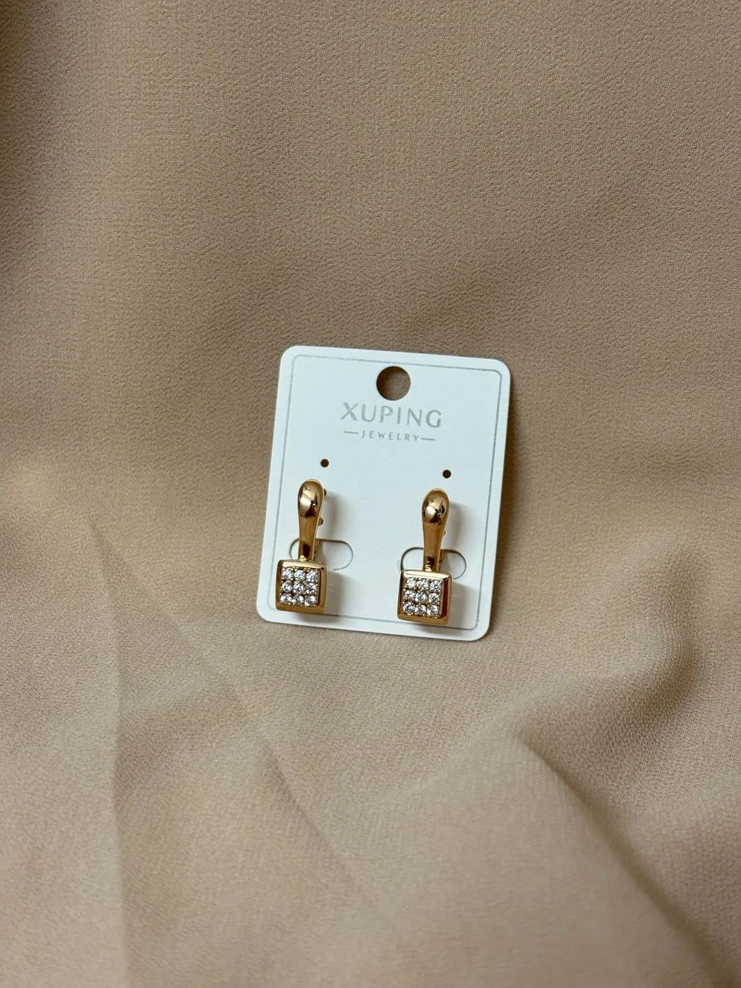 Xuping square shaped contemporary hoop earrings 3