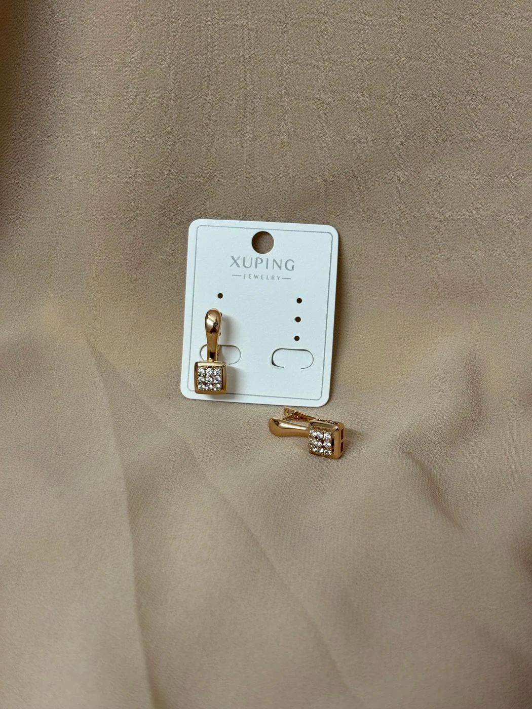 Xuping square shaped contemporary hoop earrings 2