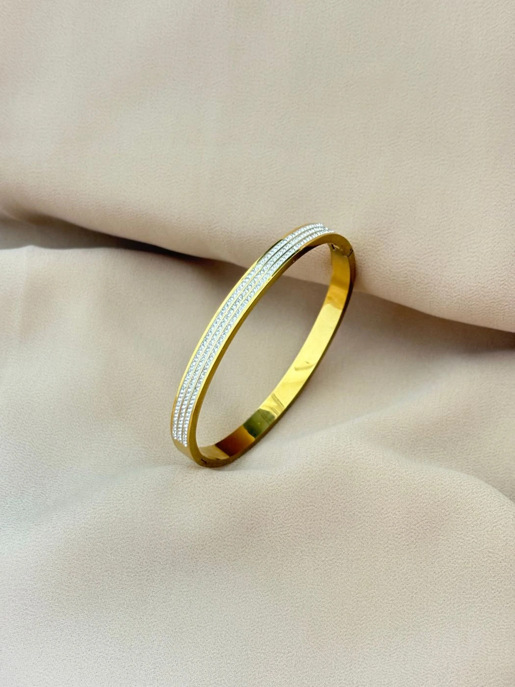Ad studded triple line bangle bracelet 2