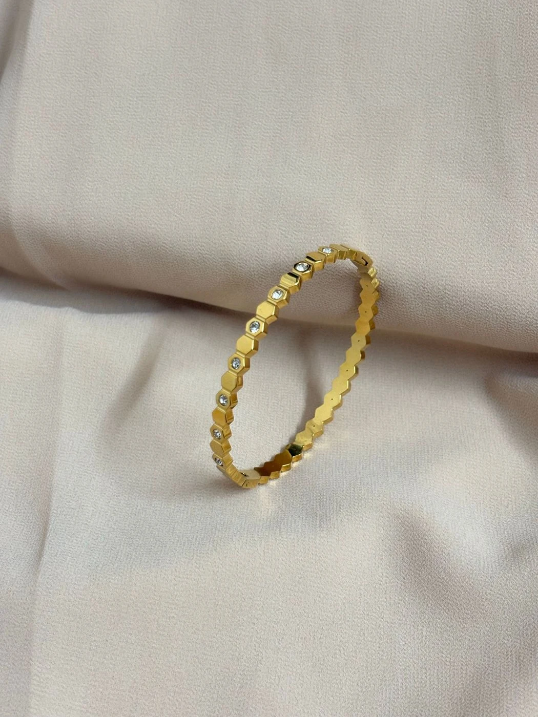 Hexagon stone studded bangle bracelet 2