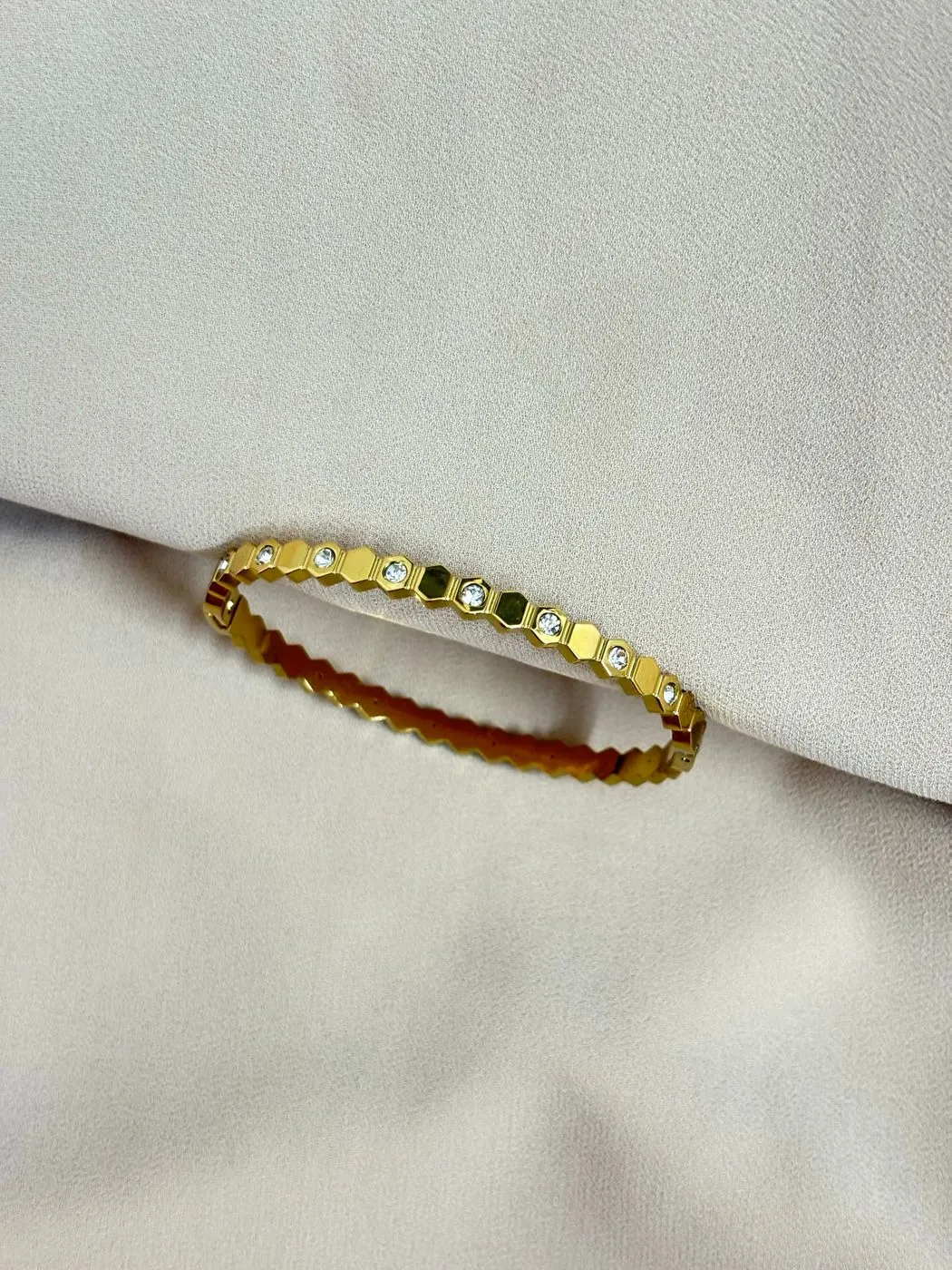 Hexagon stone studded bangle bracelet 3