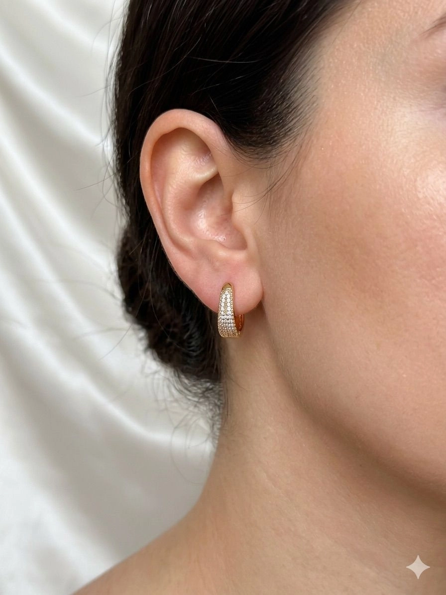 Xuping double side stone studded hoop earrings 1