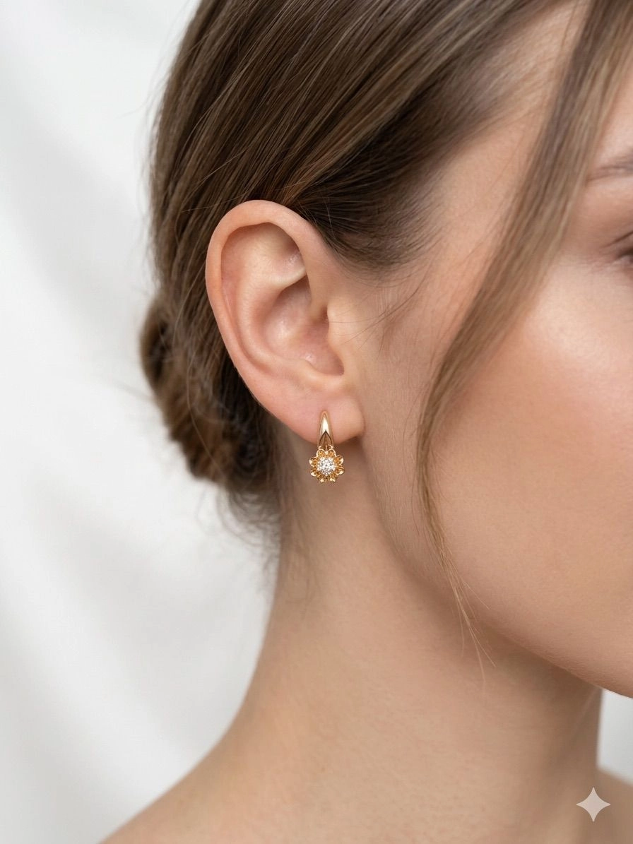 Xuping flower design hoop earrings 1