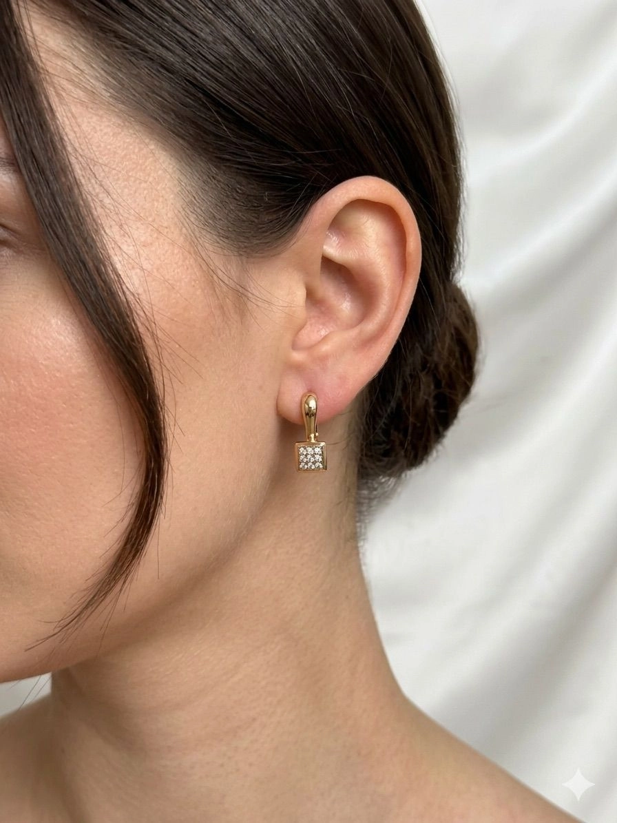 Xuping square shaped contemporary hoop earrings 1