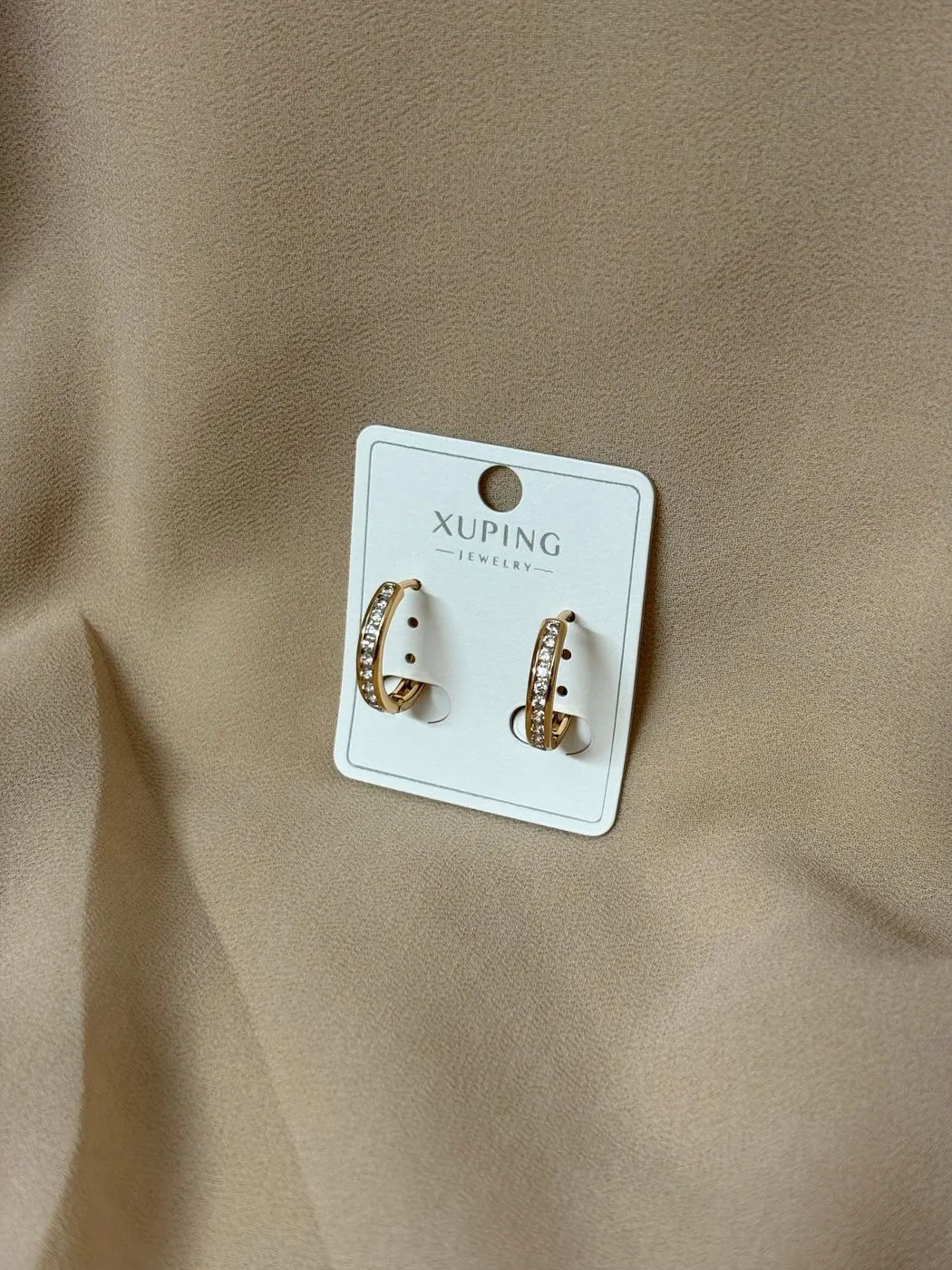 Xuping one line stones medium hoops 2