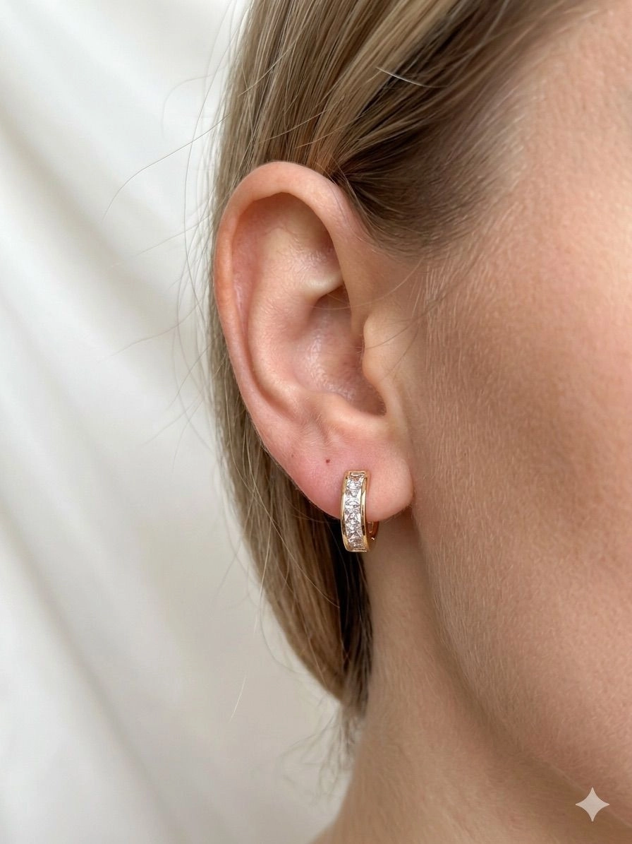 Xuping square stones hoops 1