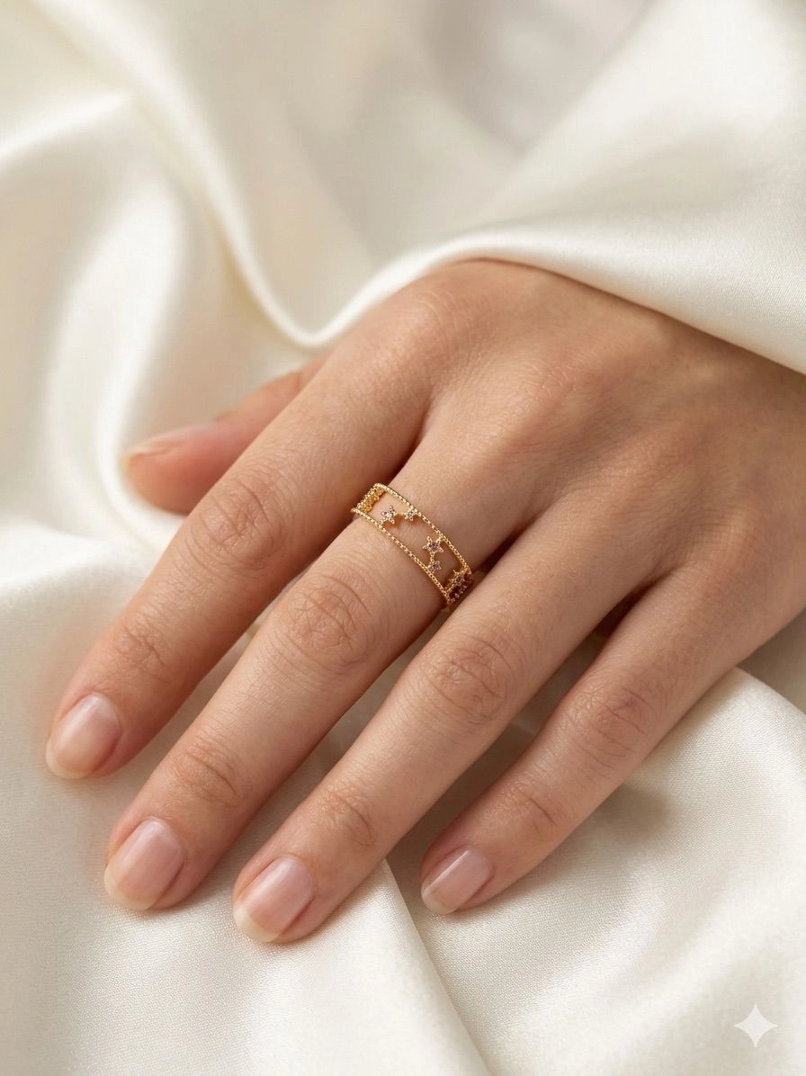 Stars and stones adjustable ring 1