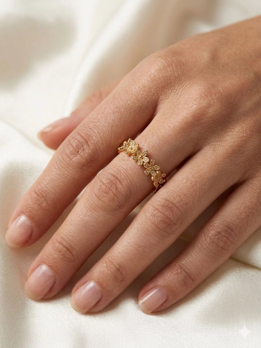 Floral themed adjustable ring 1