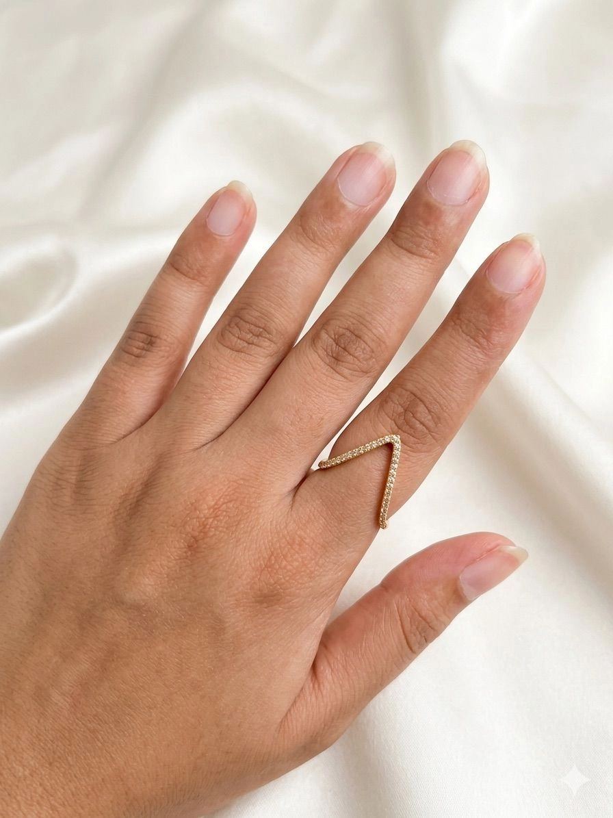 V shaped Ring- Gold