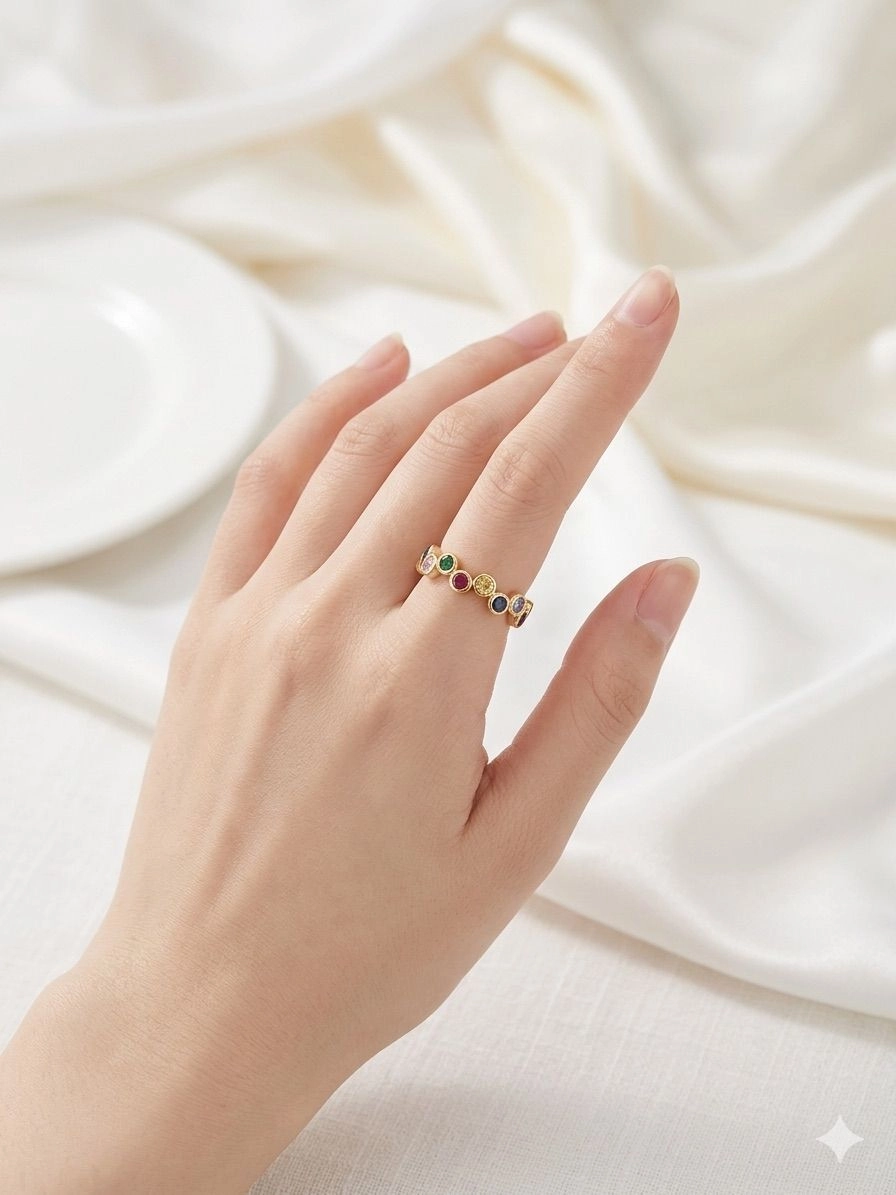 Multicolour stone ring