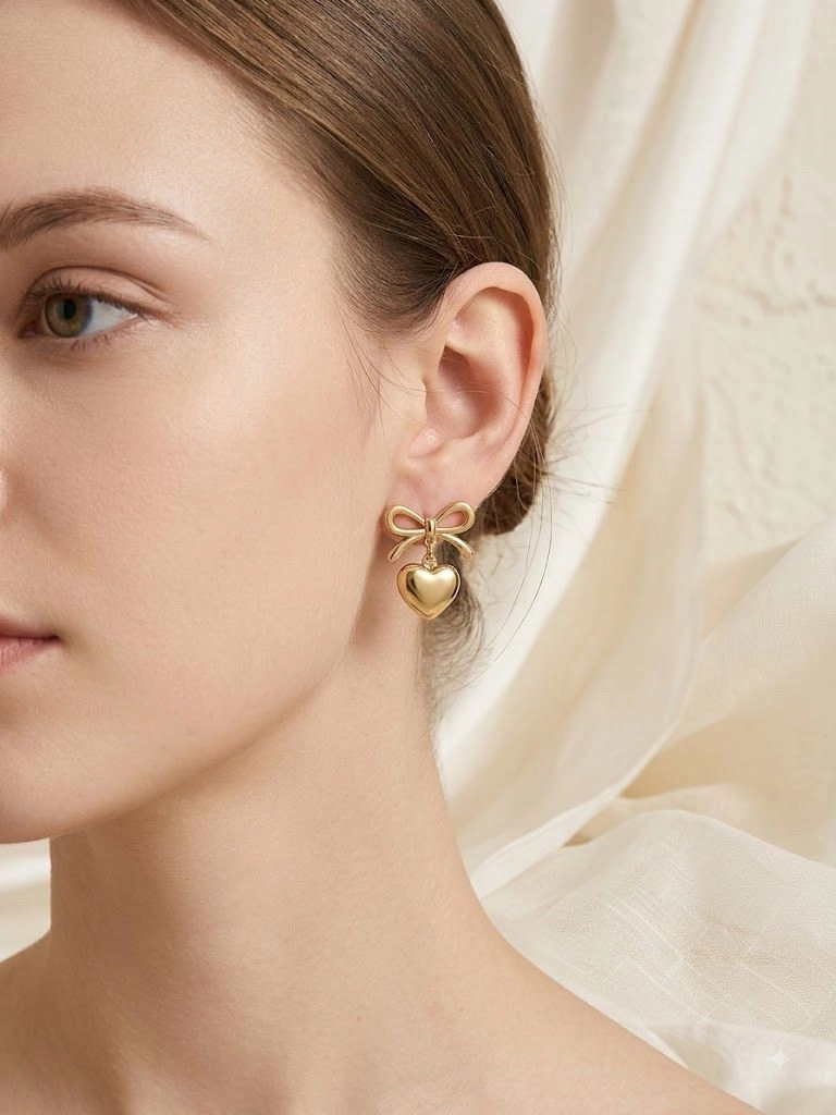 Heart and bow earrings