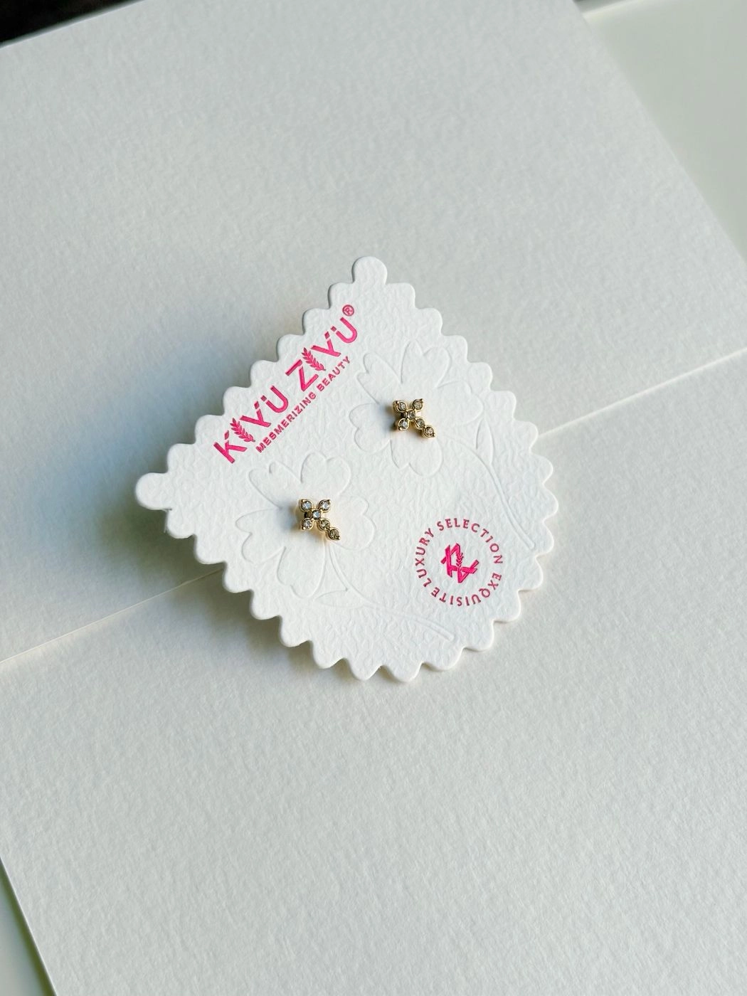 Eternal cross mini ball back earrings