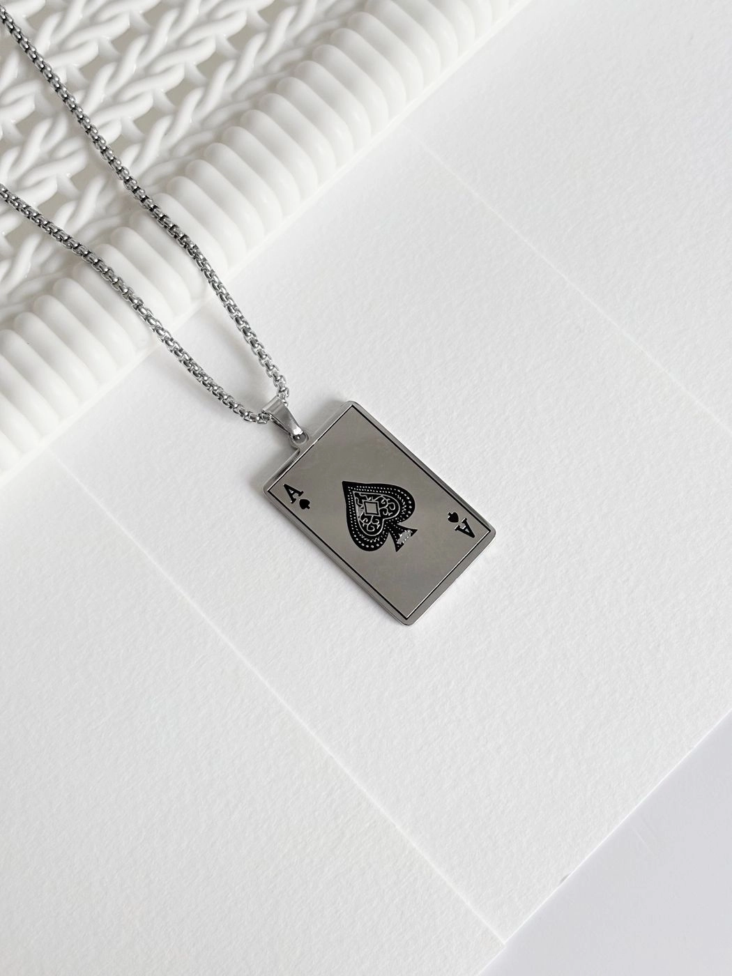 Silver plated Ace of Spades pendant chain 1