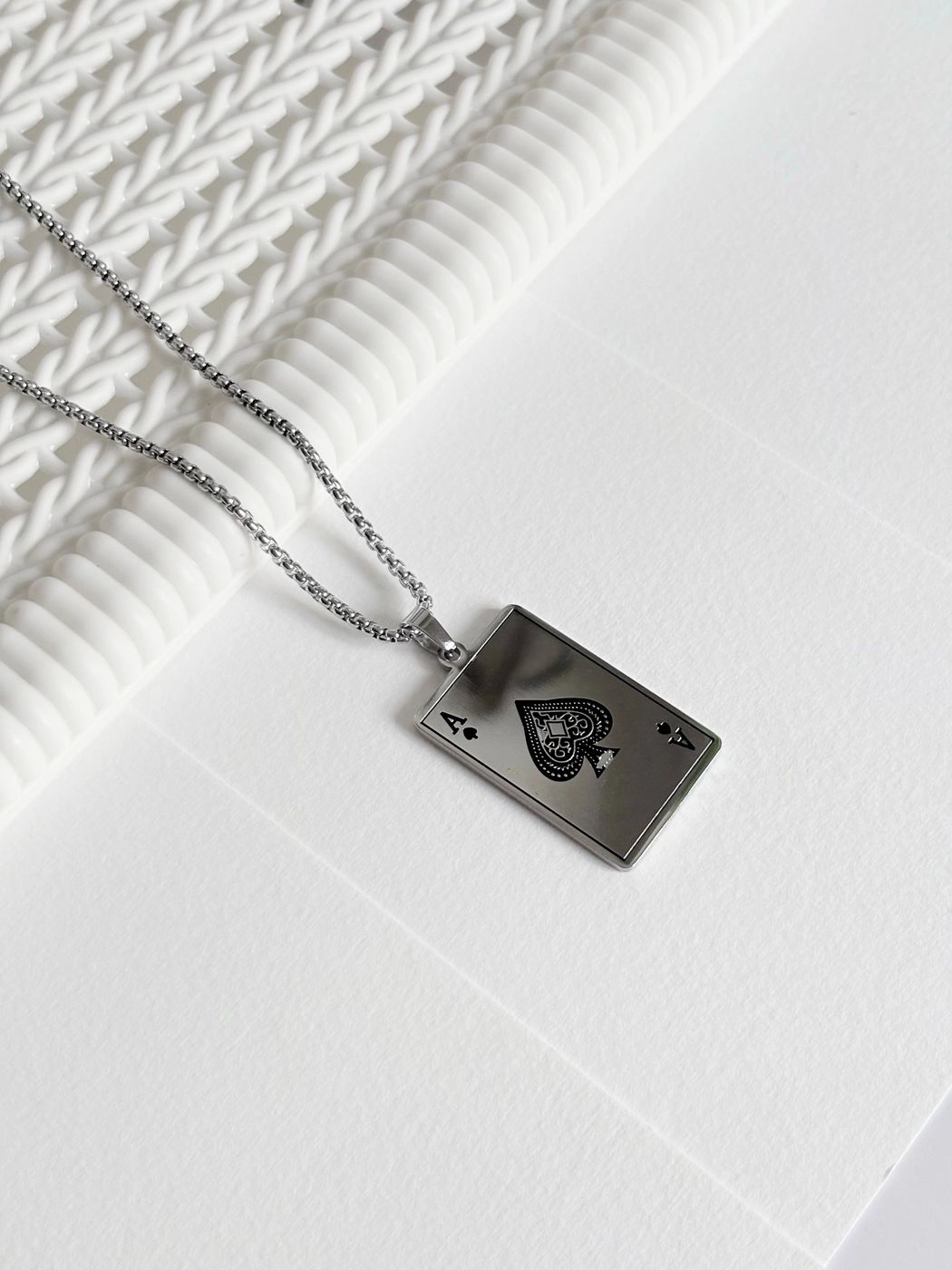 Silver plated Ace of Spades pendant chain 2