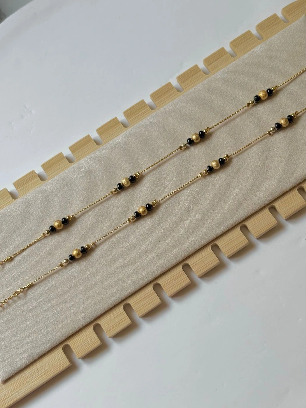 Black & gold beed anklets (pair)