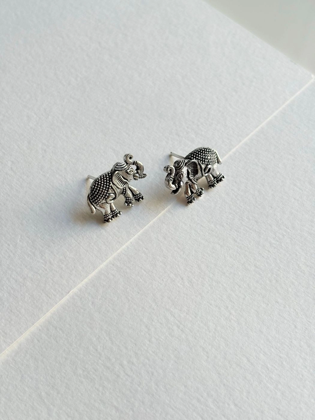 Silver elephant stud earrings