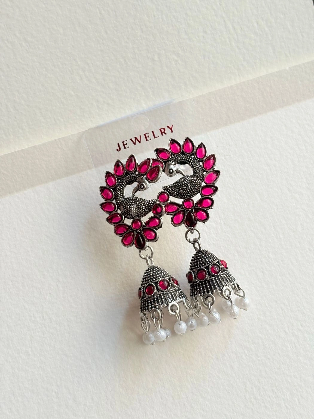 Peacock ear cuff jhumkas 2