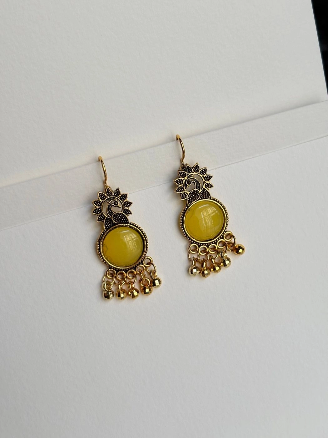 Golden peacock earrings 2
