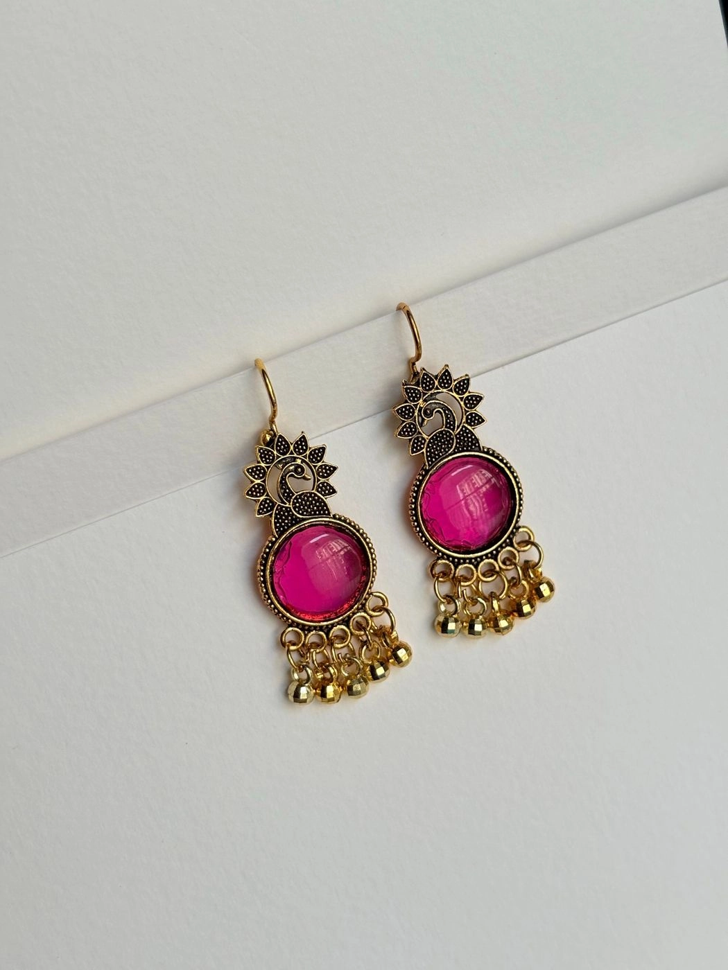Golden peacock earrings 3