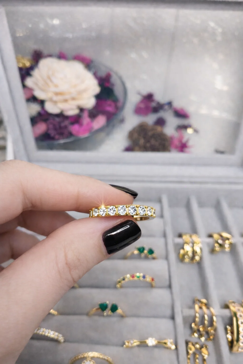 316L Stainless Steel (Premium Anti-Tarnish) Classic AD Diamond Eternity Band Ring