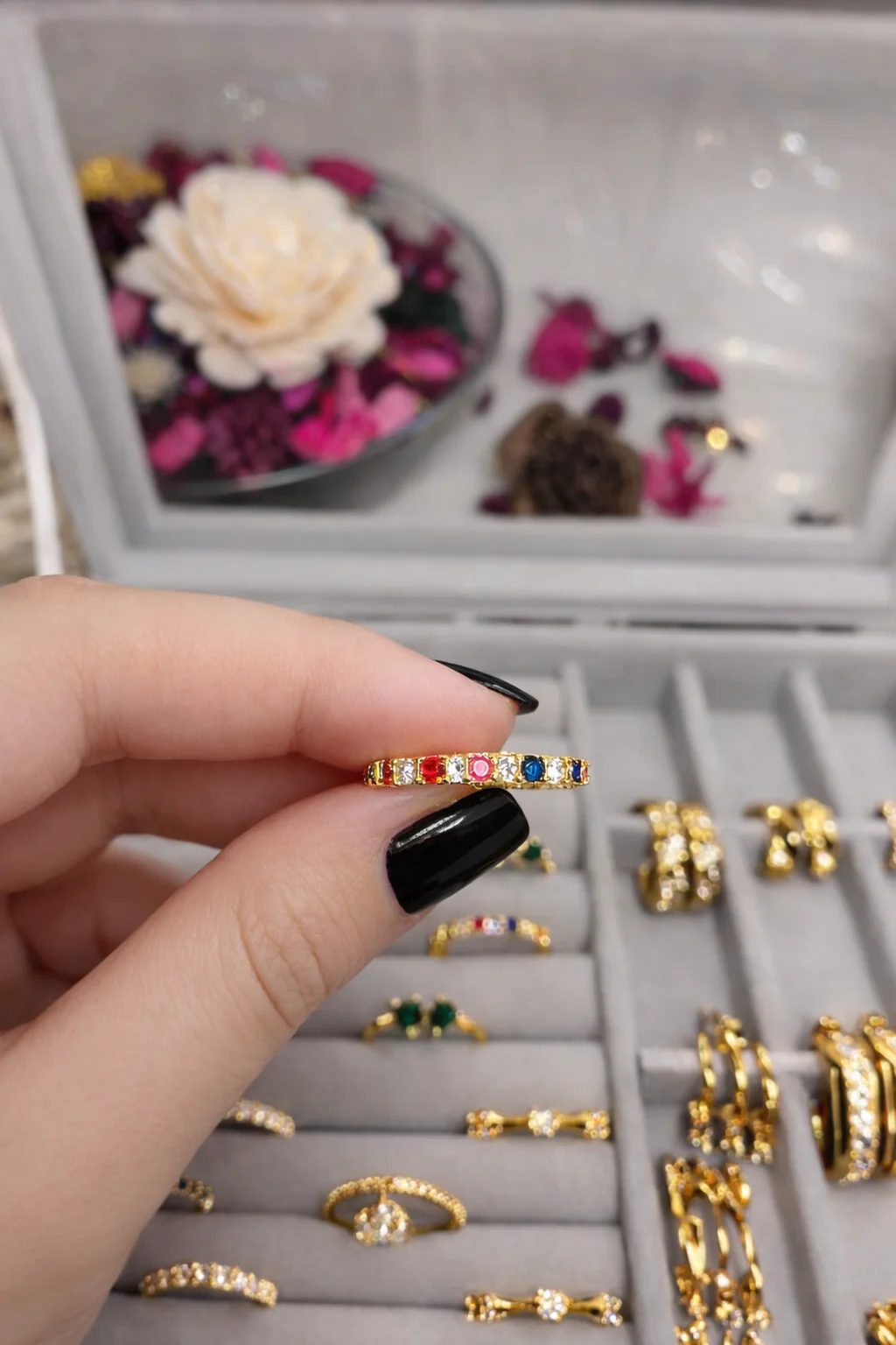 316L Stainless Steel (Premium Anti-Tarnish) Rainbow AD Stone Eternity Ring