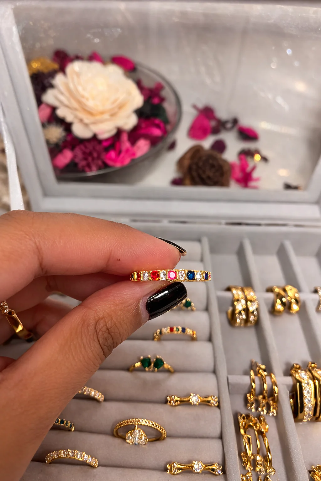 316L Stainless Steel (Premium Anti-Tarnish) Rainbow AD Stone Eternity Ring