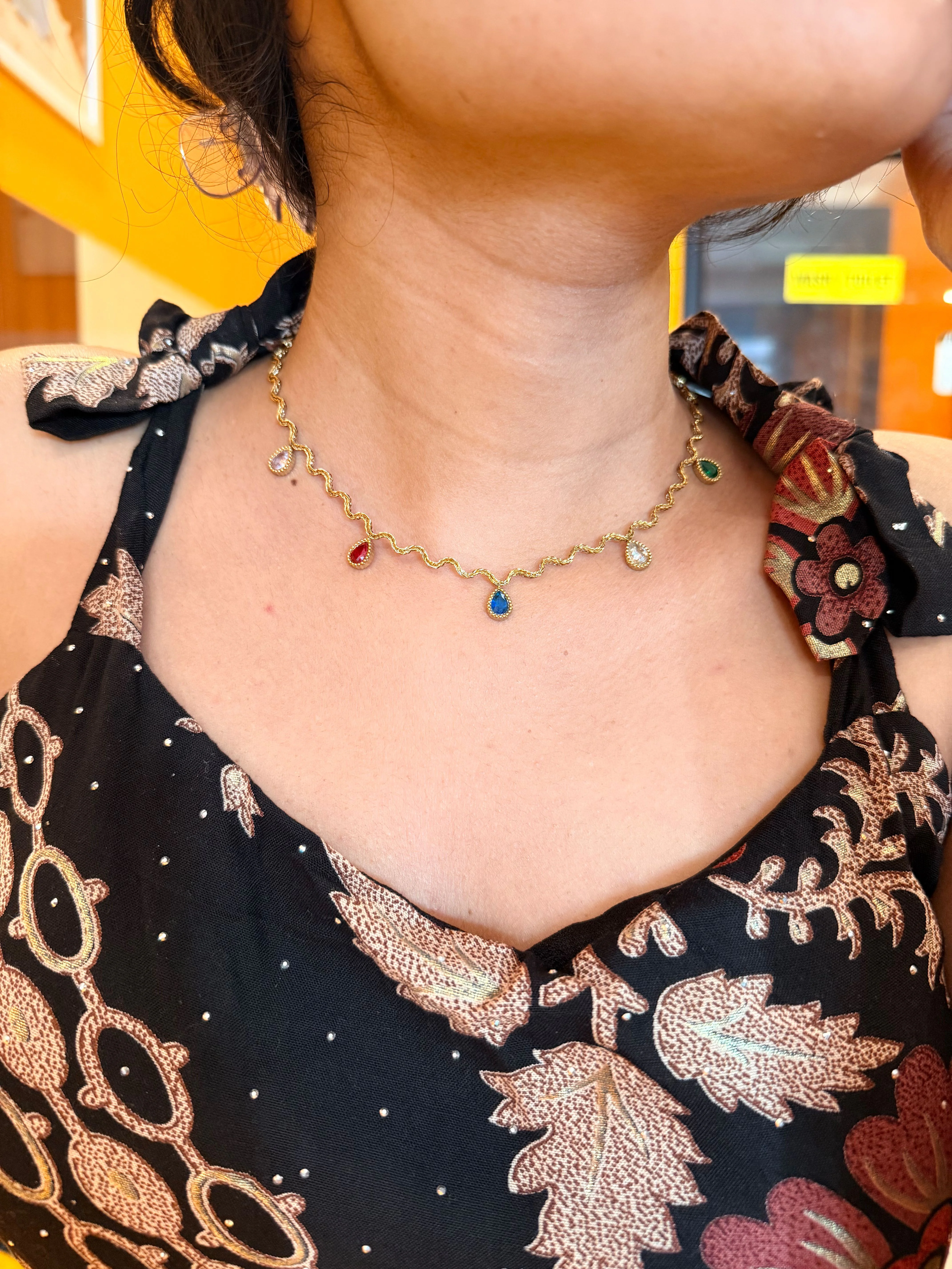 316L Stainless Steel Wavy Charm Necklace