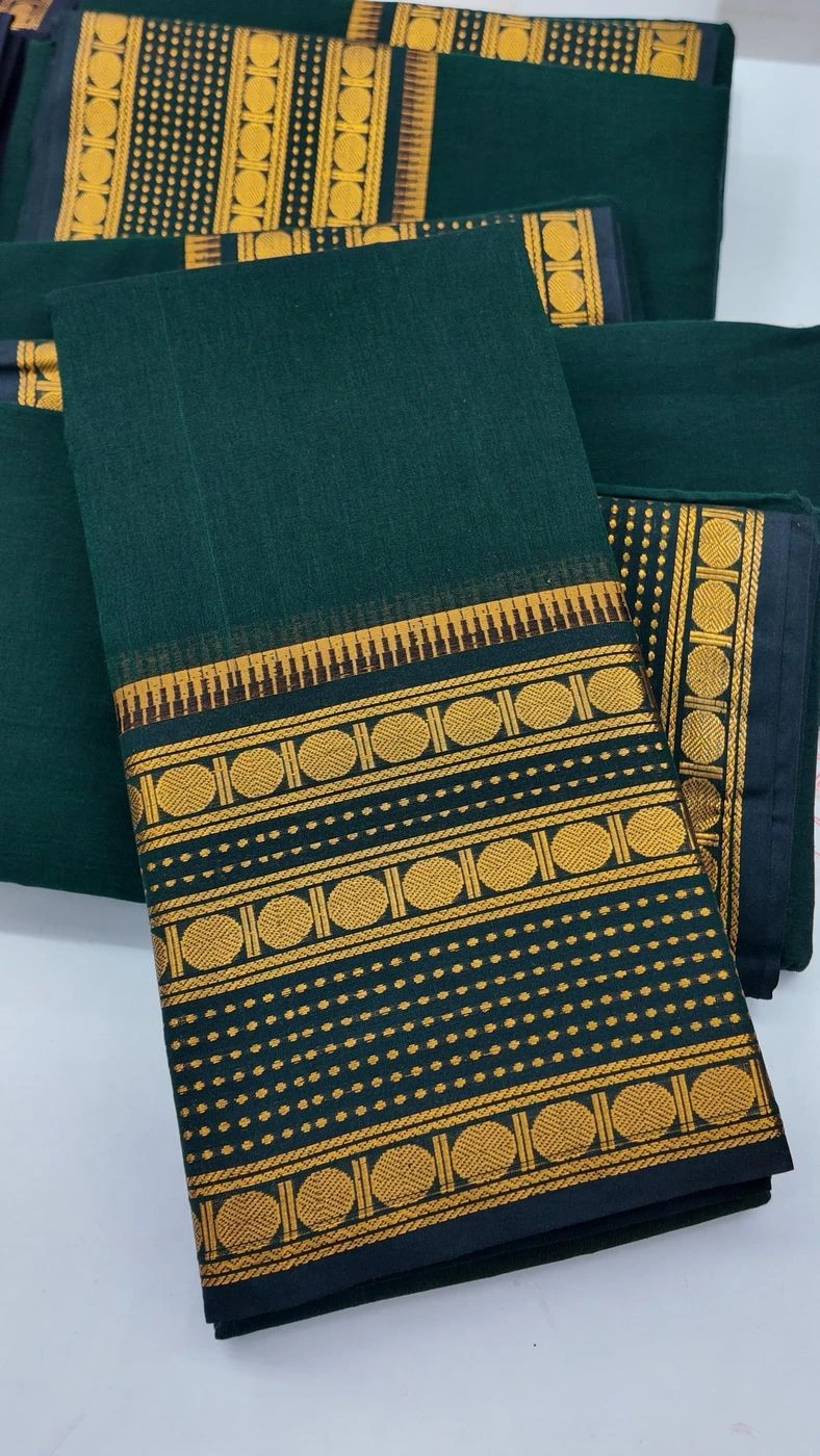 Traditional Rudhraksham Border Retta Petta Cotton Saree 3
