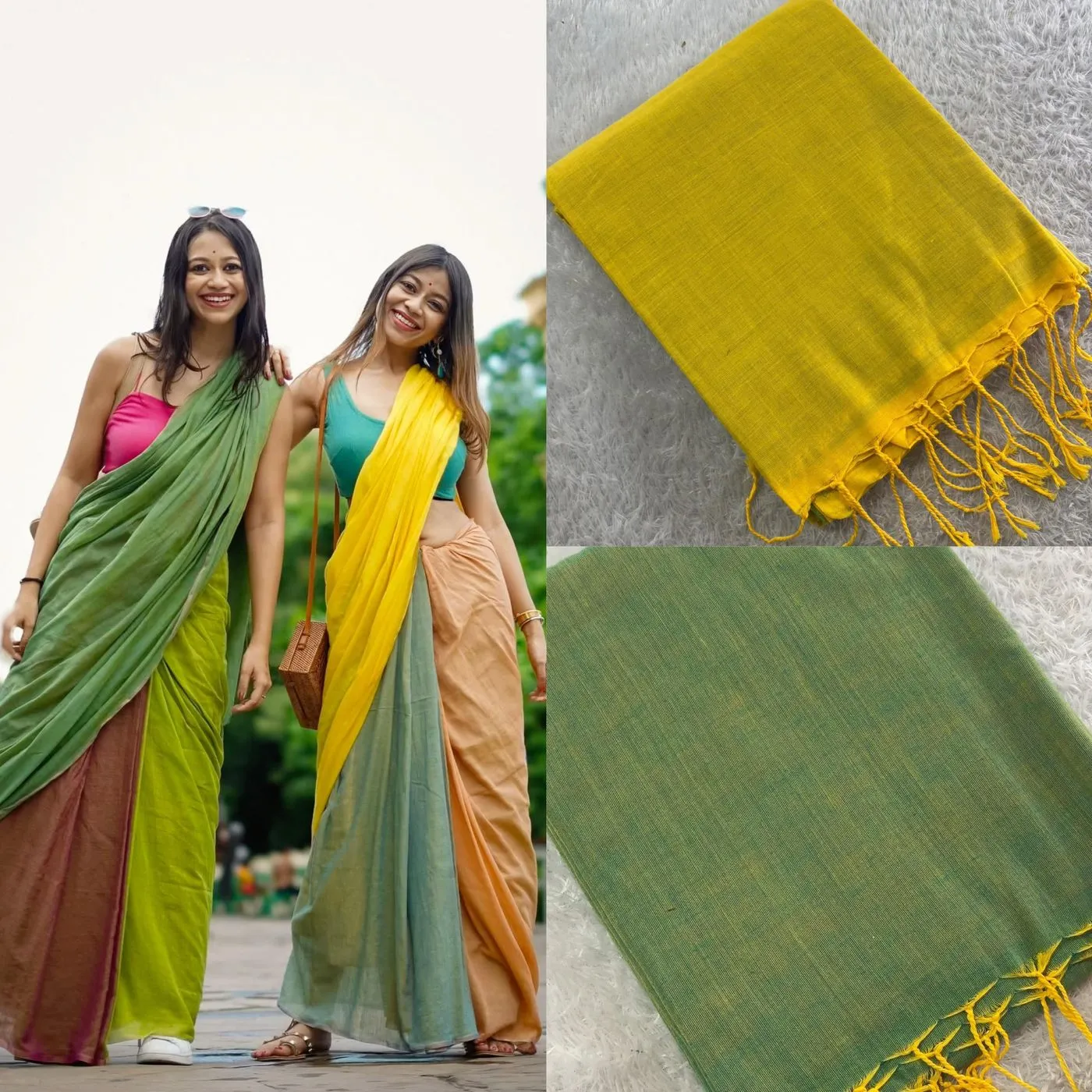 3 Shade Pastel Colour Mul Cotton Saree