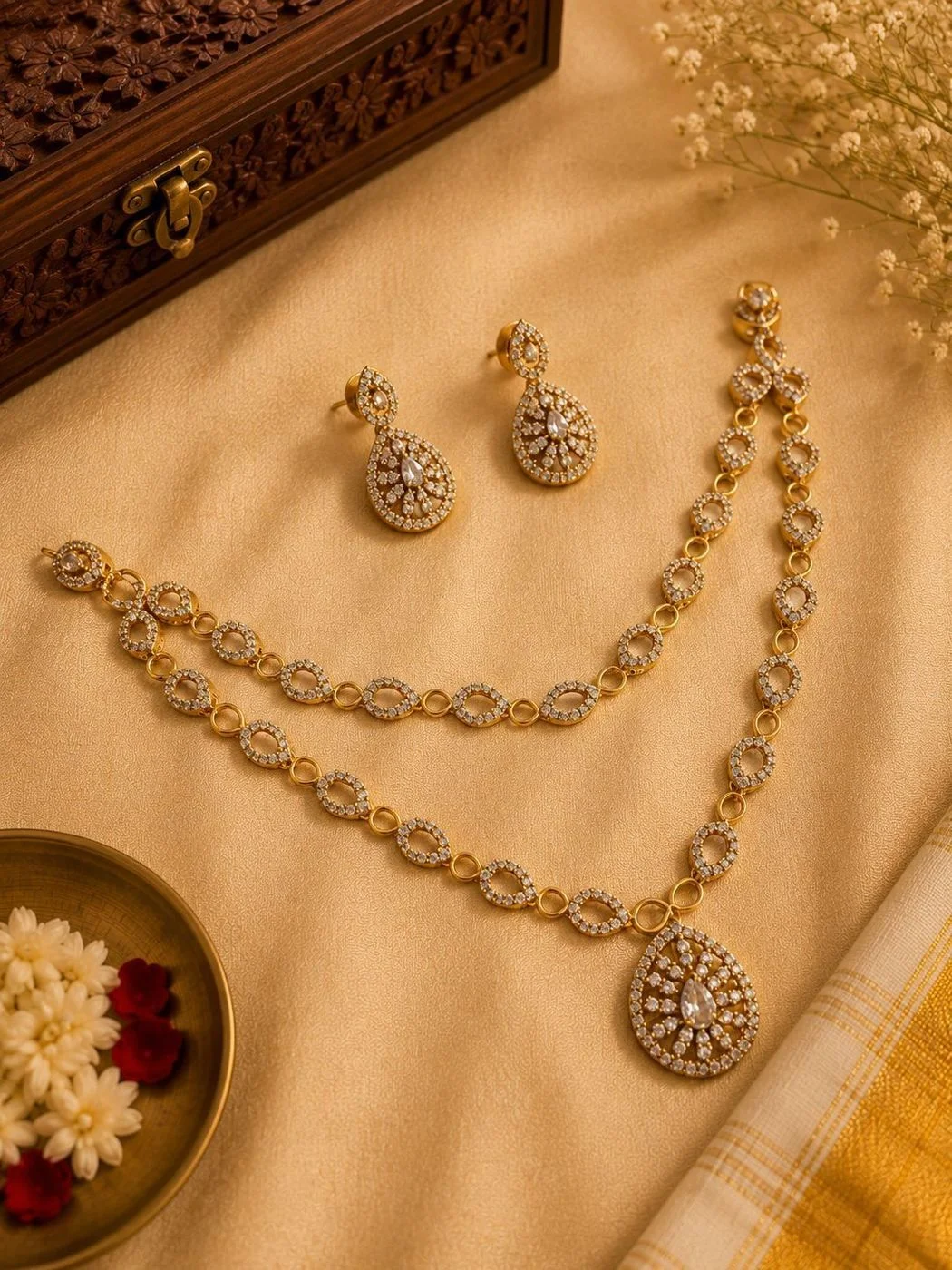 Double Layer AD Stone Necklace