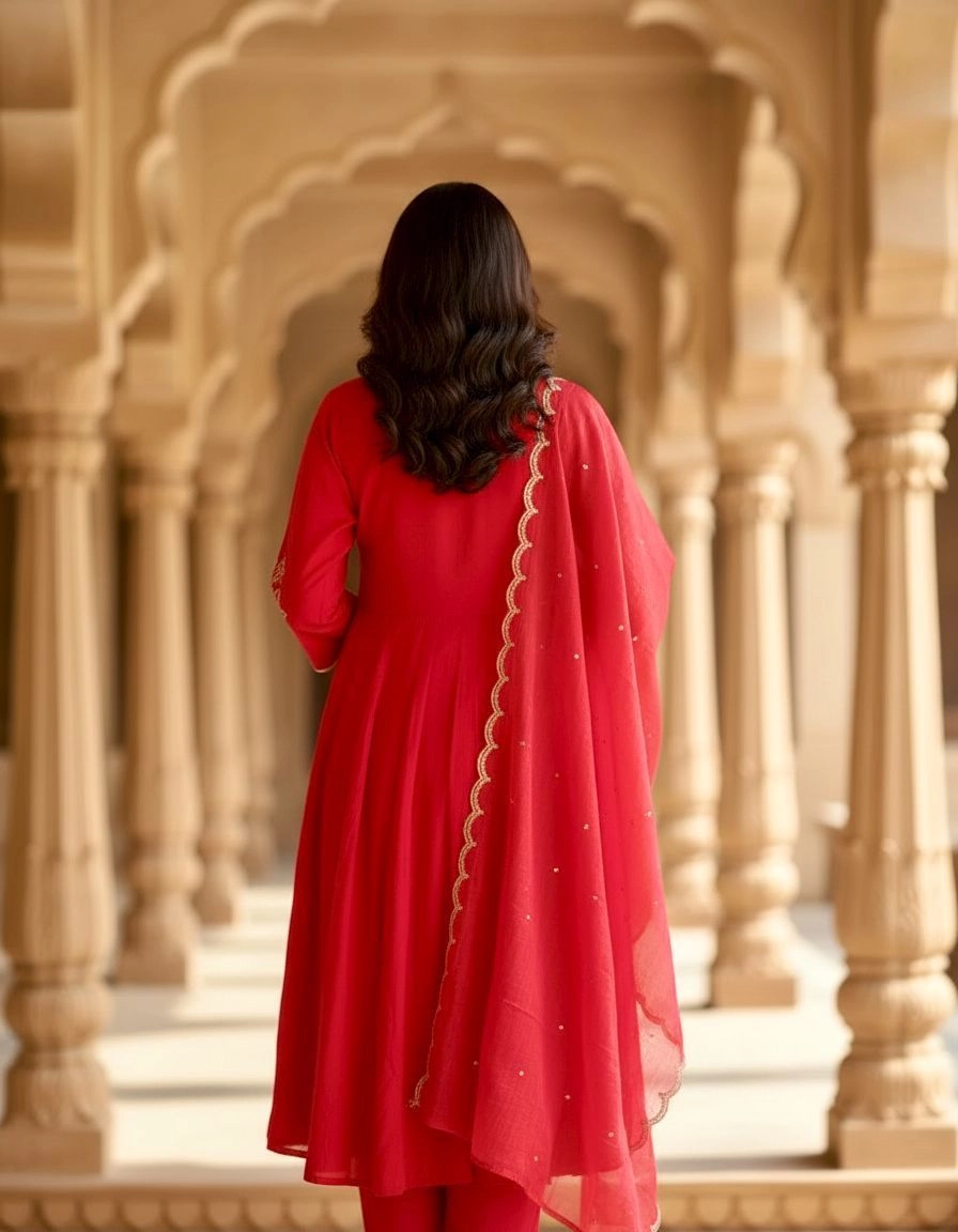 Naila Kurta set | Warm Red