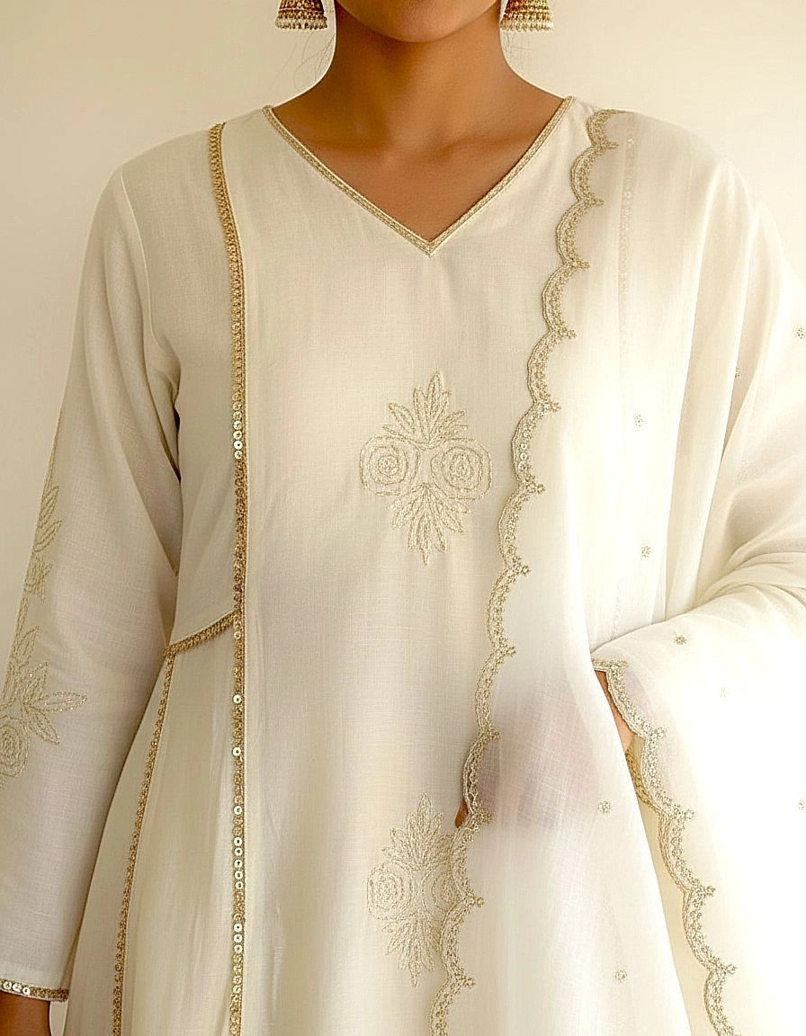 Naila kurta set | Pearl White