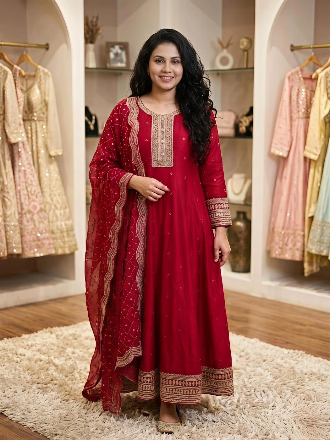 Meesha | A majestic Anarkali-style floor-length suit