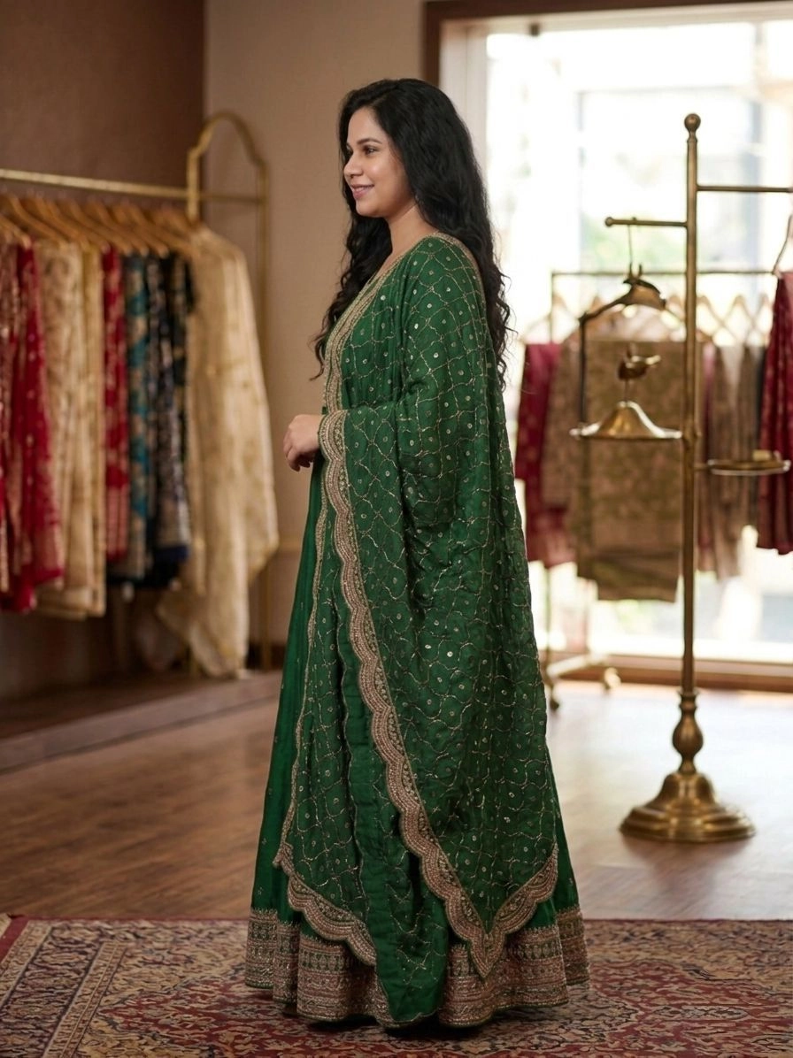 Meeaha | A majestic Anarkali-style floor-length suit