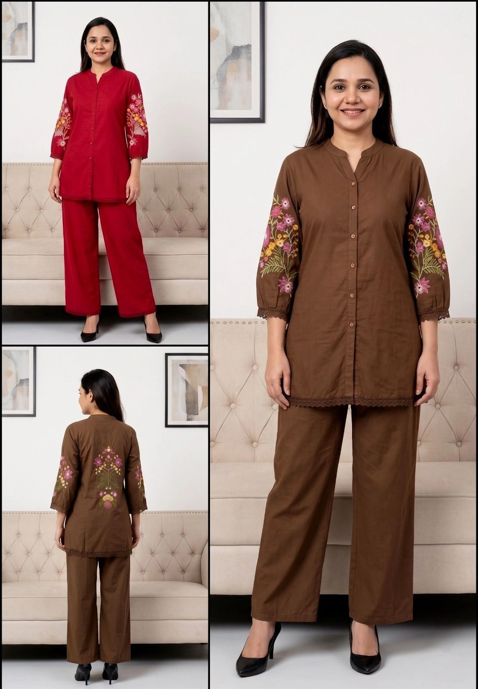 Elegant Back Embroidered Co-ord Set