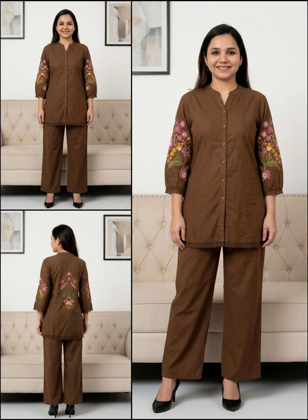 Elegant Back Embroidered Co-ord Set