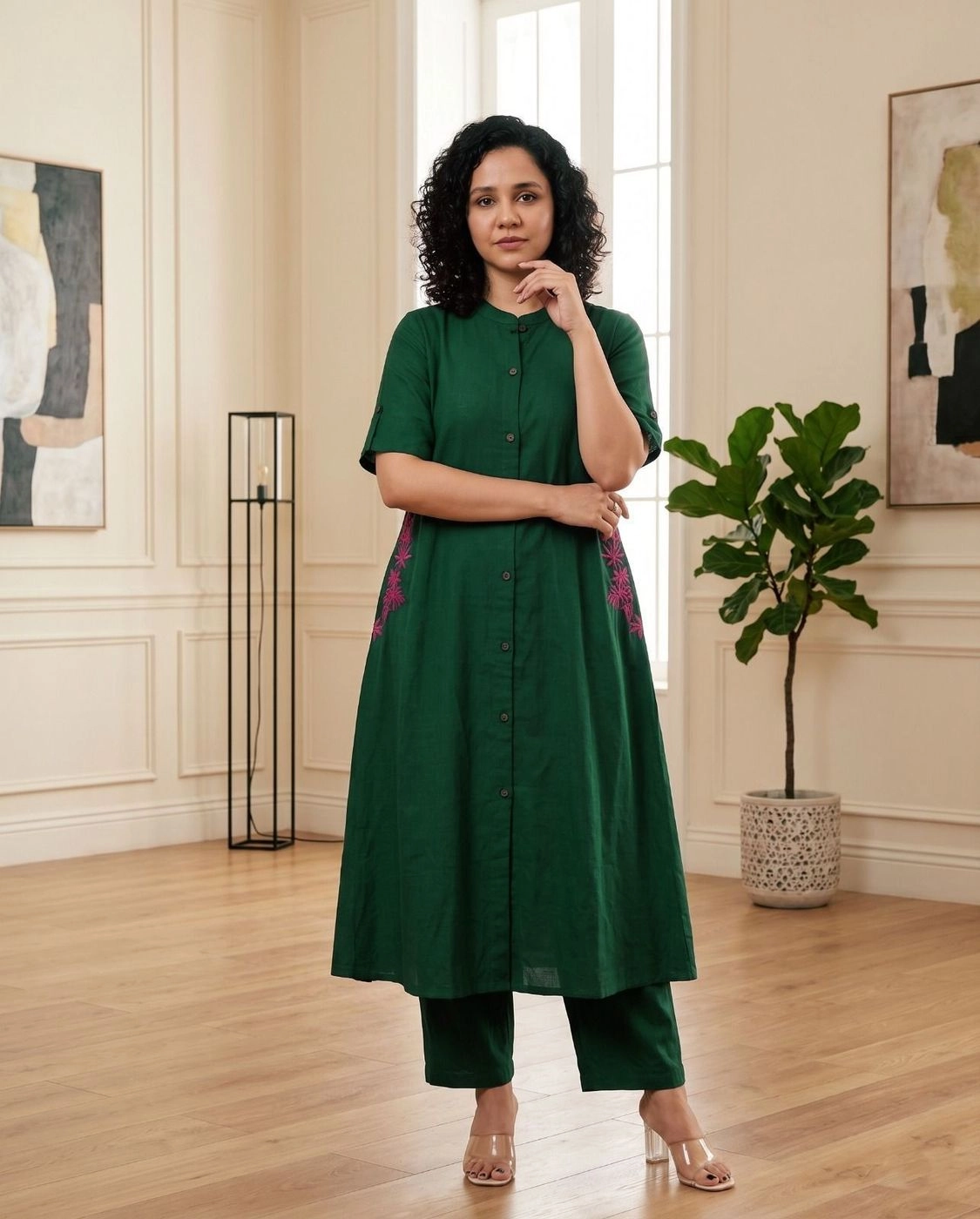 The Minimalist Side-Embroidery Kurta Co-Ord Set