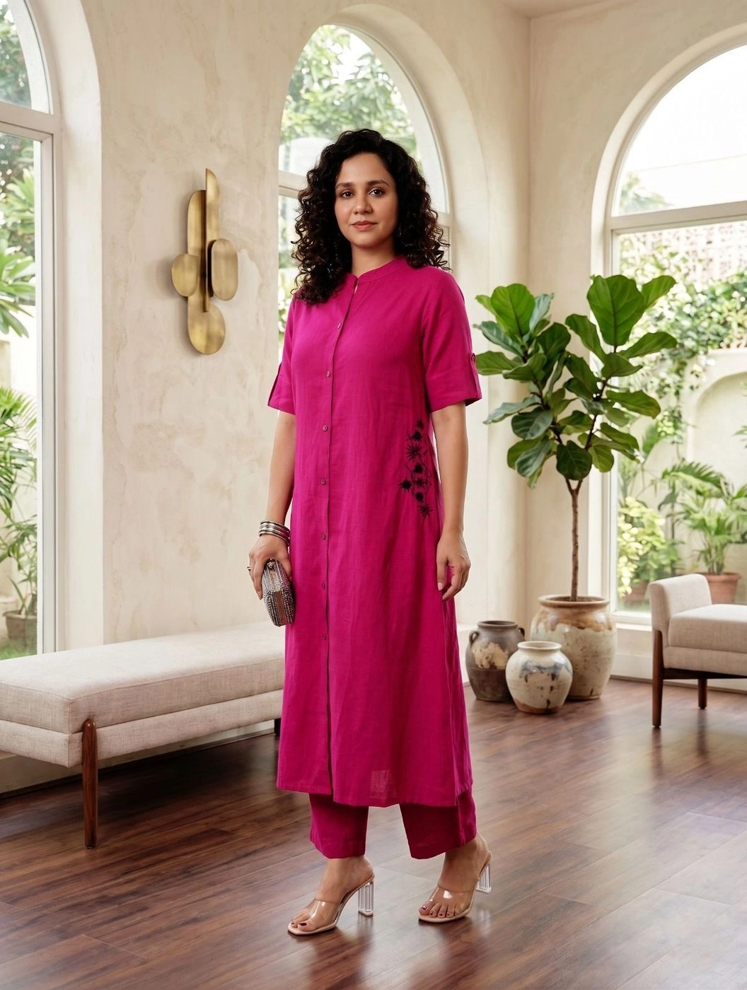 The Minimalist Side-Embroidery Kurta Co-Ord Set