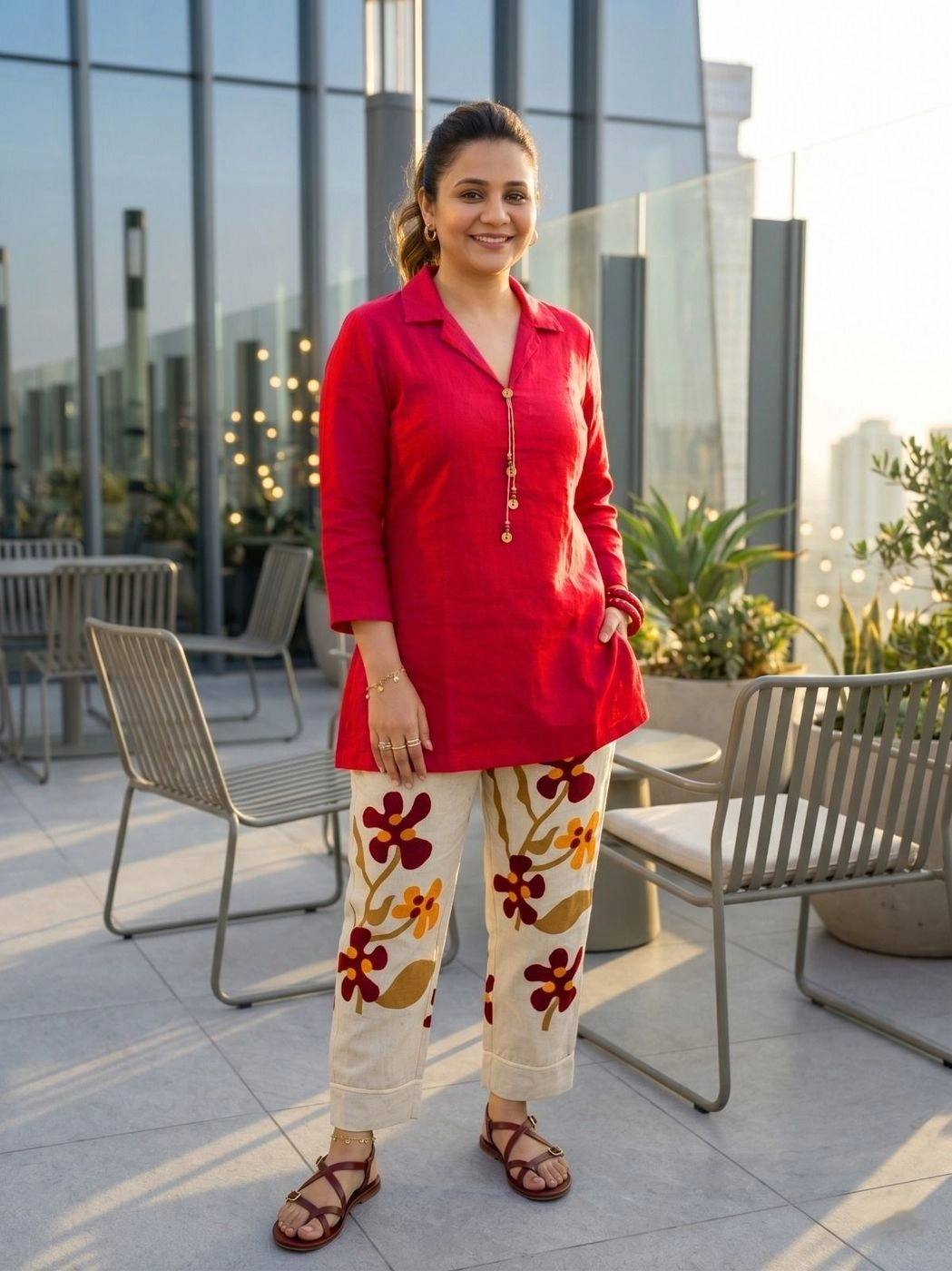 JISORA | Sundown Bloom Linen Cotton Co-Ord Set