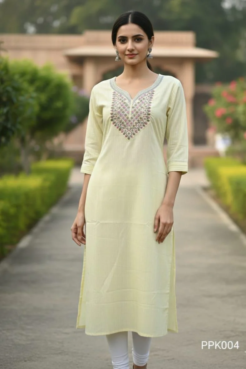 Straight popcorn Kurti PPK004