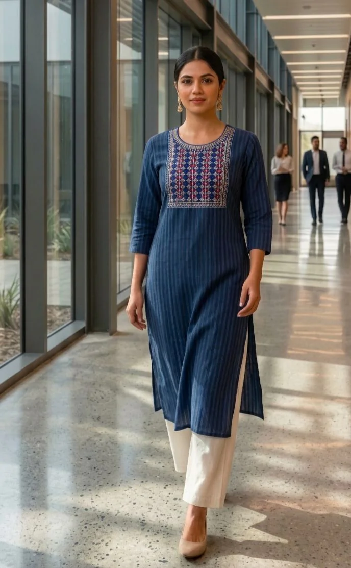 Straight popcorn Kurti PPK003