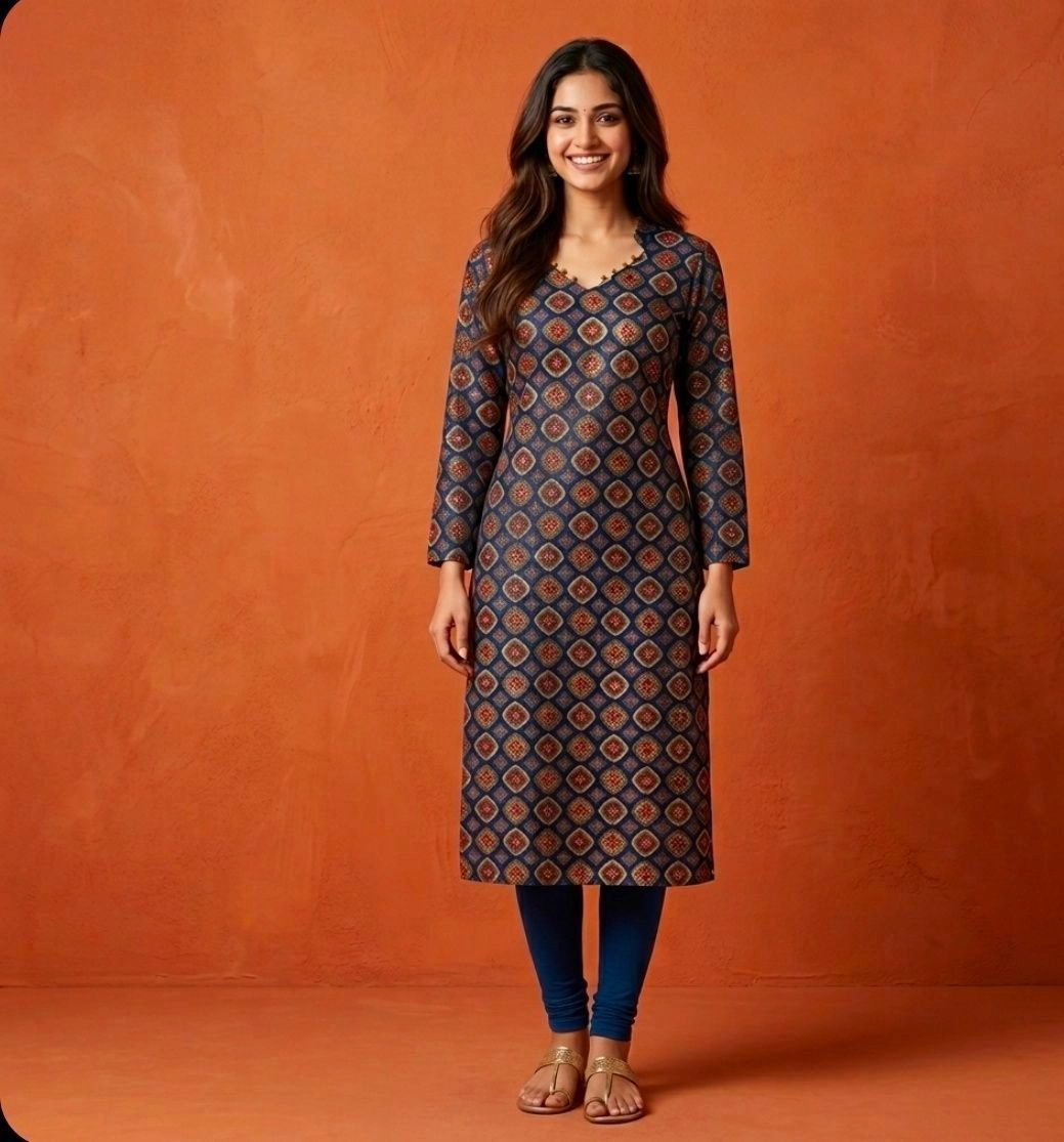 Silk -Capsule Straight Kurti 1