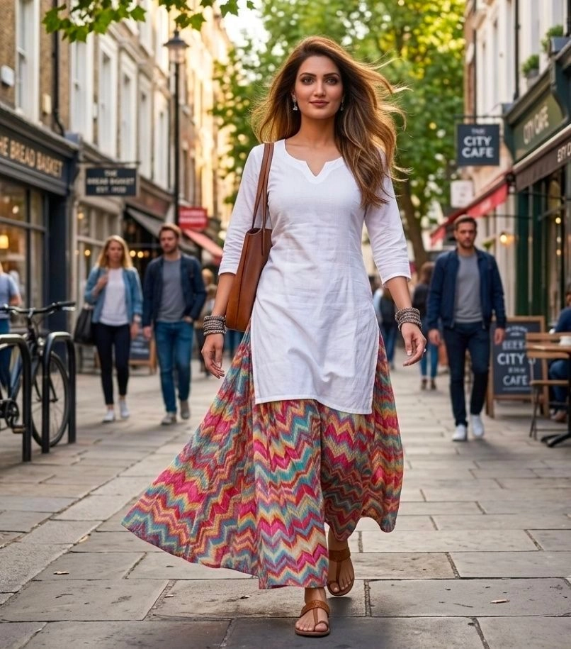 Silk kurti with umbrella plazzo 1