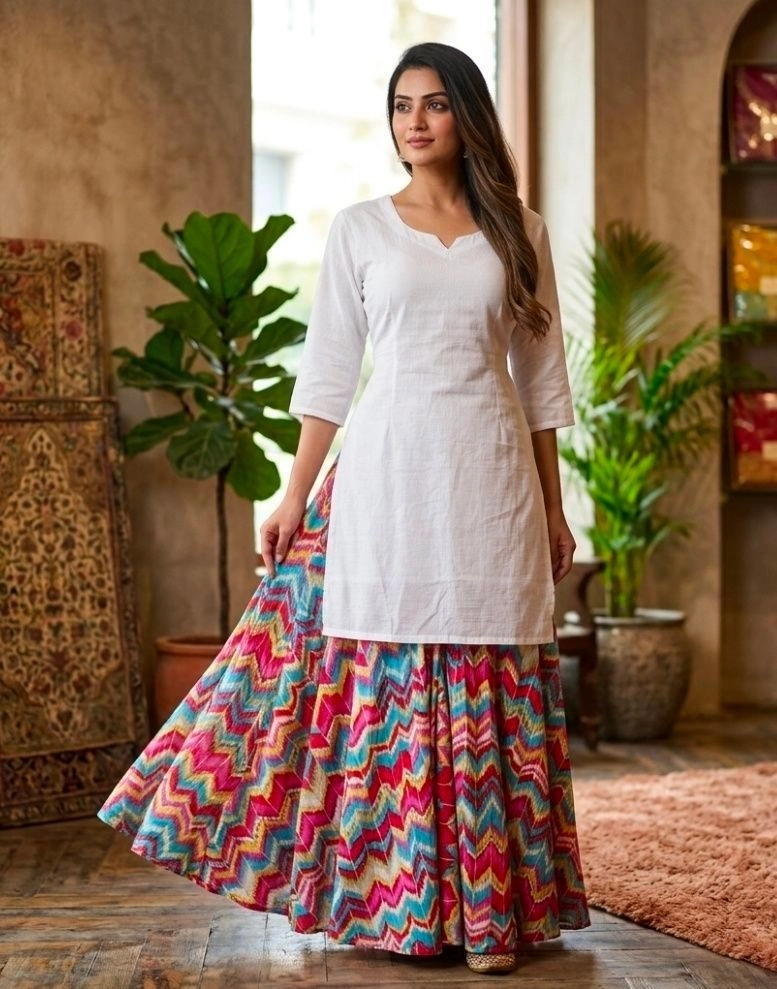 Silk kurti with umbrella plazzo 2