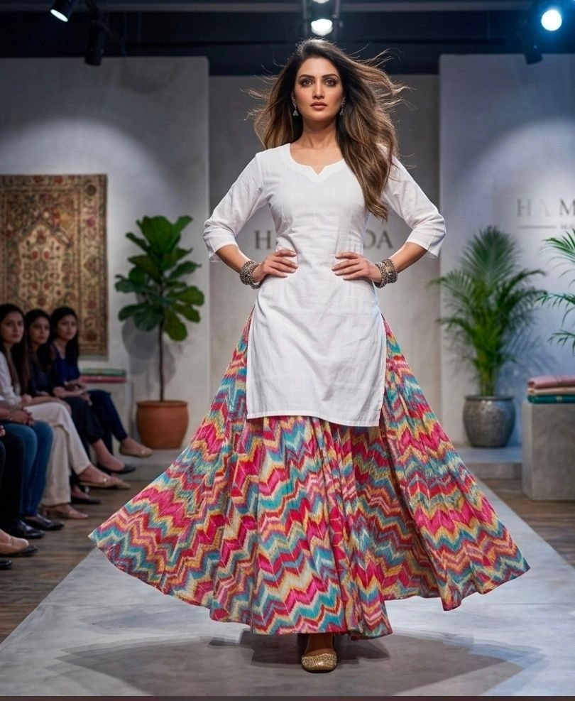 Silk kurti with umbrella plazzo 3