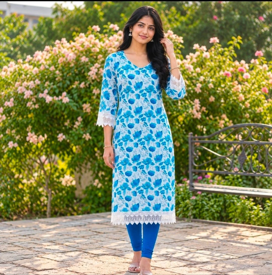 Cotton hakkoba straight kurti