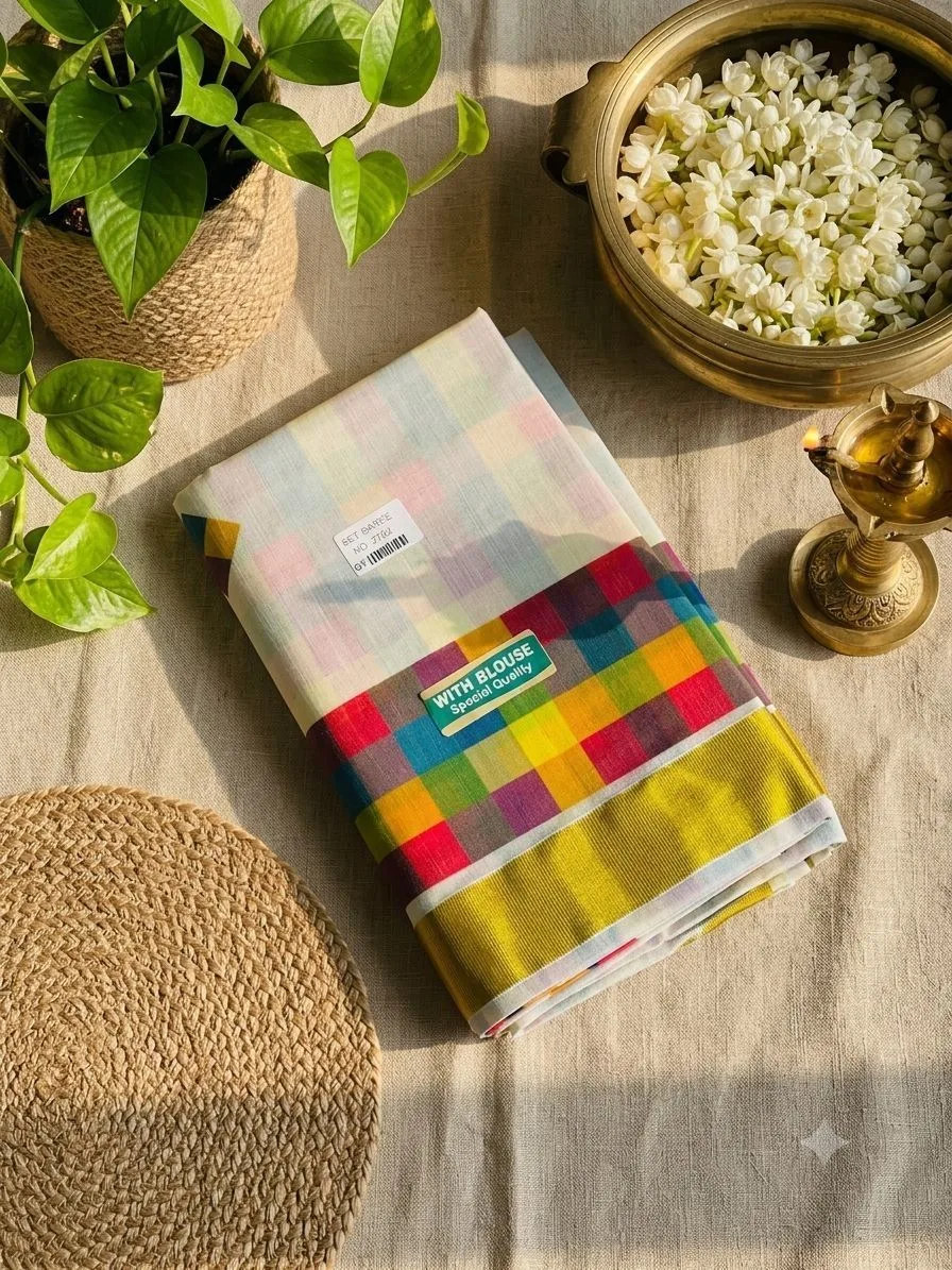 Madrasi Checks Cotton saree