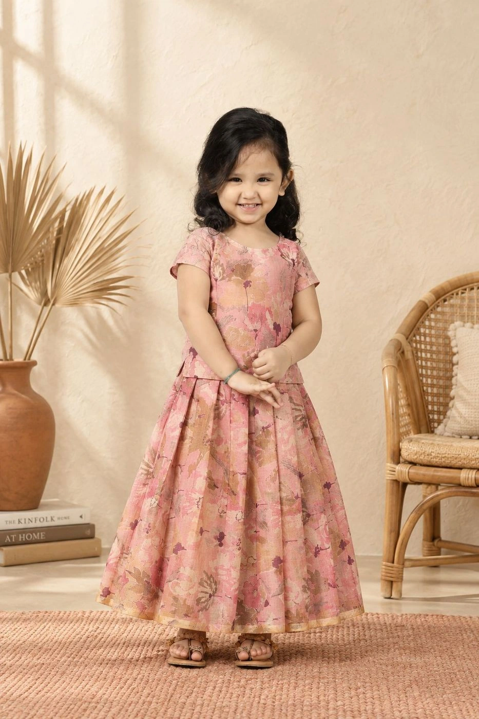 Blush Tan Abstract Organza Set